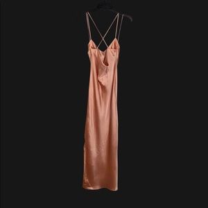 Topshop Women’s Gold Long Satin Dress
